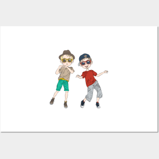 Two hipster guys dancing Posters and Art